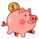 Spaarvarken waar geld in word geworpen, om aan te duiden dat je kosten bespaard bij ons.