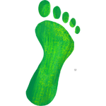 Groene voet afdruk om aan te duiden dat we duurzaamheid uitstralen 